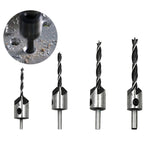 4 in 1 Woodworking Countersink Chamfer Three-Pointed High-Speed Steel Drill Bits Set, 3-6mm, 4 PCS/Set