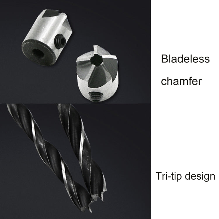 4 in 1 Woodworking Countersink Chamfer Three-Pointed High-Speed Steel Drill Bits Set, 3-6mm, 4 PCS/Set