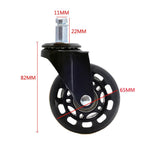 2.5 inch PU Black Transparent Wheel Suitable for Office Chair 11x22mm Mute Screw Universal Wheel, 2.5 inch Wheel