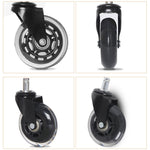 2.5 inch PU Black Transparent Wheel Suitable for Office Chair 11x22mm Mute Screw Universal Wheel, 2.5 inch Wheel