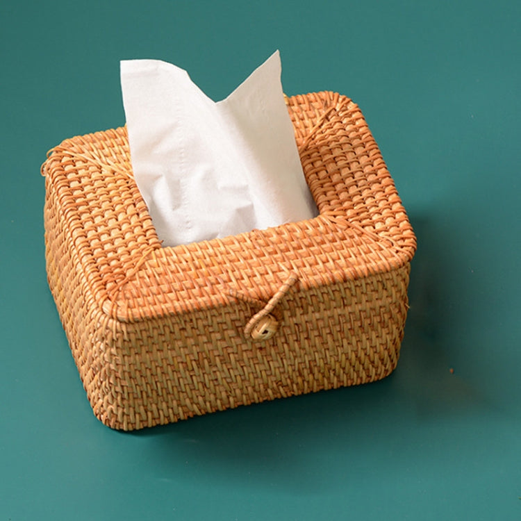 ZJH01 Mini Restaurant Desktop Rattan Braided Tissue Storage Box Case, Mini