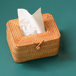 ZJH01 Mini Restaurant Desktop Rattan Braided Tissue Storage Box Case, Mini