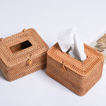 ZJH01 Circle Shape Restaurant Desktop Rattan Braided Tissue Storage Box Case, Circle Shape