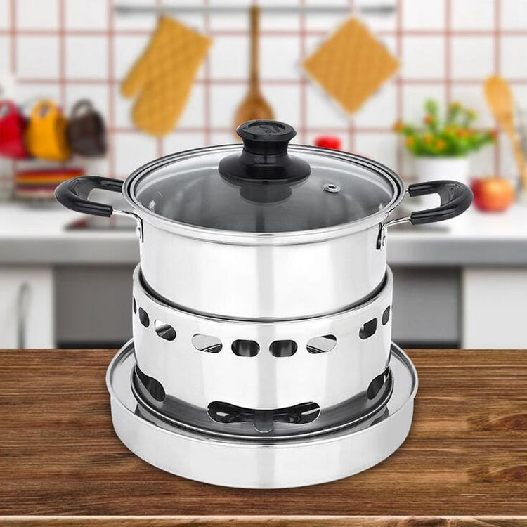 Portable Outdoor Stainless Steel Wick Alcohol Stove Single Small Pot Set, Size: 14cm, Size: 14cm