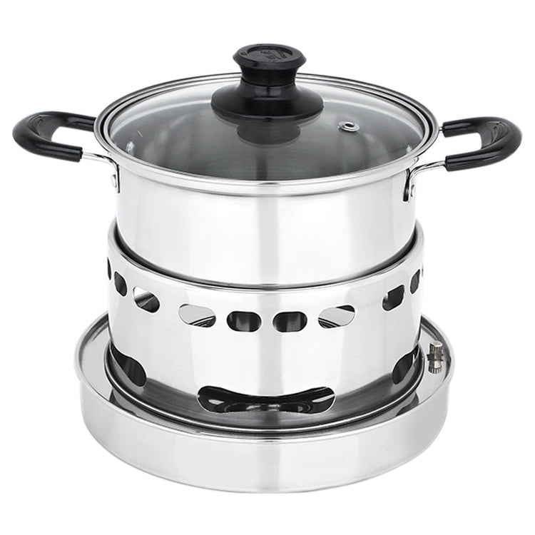 Portable Outdoor Stainless Steel Wick Alcohol Stove Single Small Pot Set, Size: 14cm, Size: 14cm