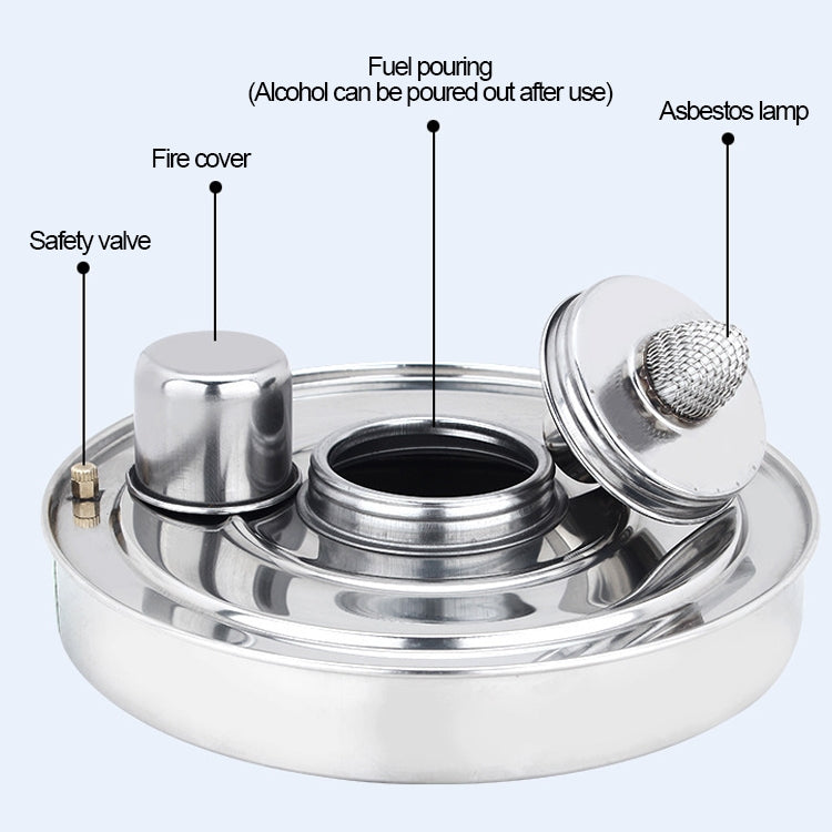 Portable Outdoor Stainless Steel Wick Alcohol Stove Single Small Pot Set, Size: 14cm, Size: 14cm