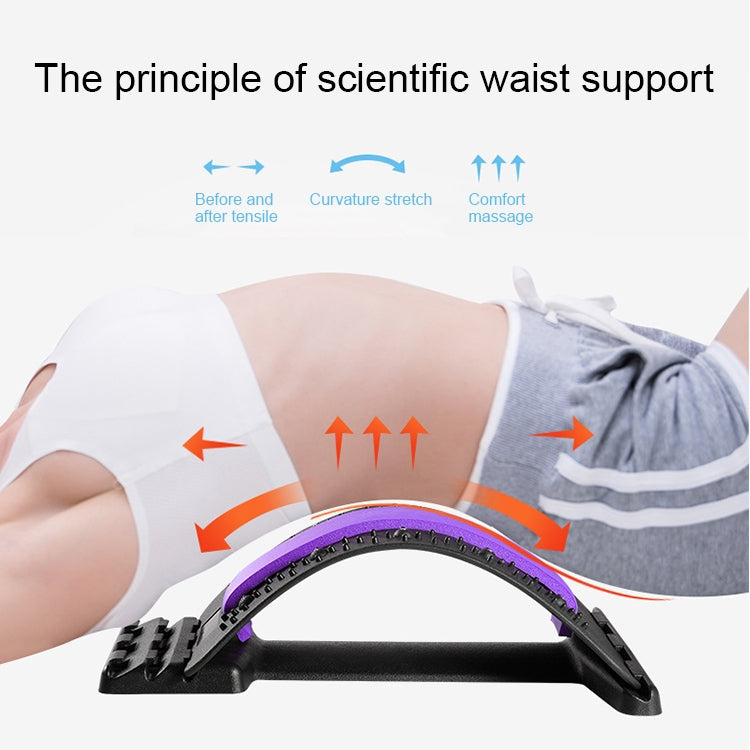 Lumbar Traction Stretching Device Posture Corrector Waist Support Spine Pain Relief Back Massage Stretcher, White Blue, White Purple, Black Green, Black Blue, Black Purple, Black Red, Red White, White Green