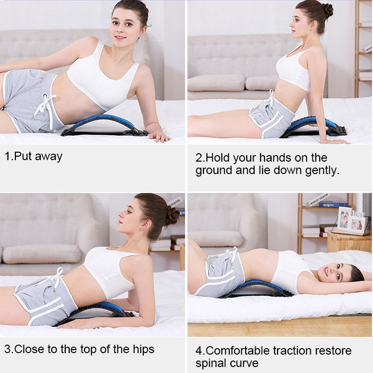 Lumbar Traction Stretching Device Posture Corrector Waist Support Spine Pain Relief Back Massage Stretcher, White Blue, White Purple, Black Green, Black Blue, Black Purple, Black Red, Red White, White Green