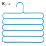 10pcs Multi-function 5 Layers Pants Scarf Silk Tie Plastic Clothes Hangers, 5 Layers Pants Hangers