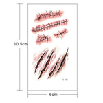 20pcs S-165 Halloween Terror Wound Realistic Scratches Injury Scar Temporary Tattoo Sticker, S-165/20pcs