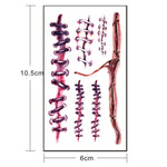 10pcs S-169 Halloween Terror Realistic Wound Injury Scar Temporary Tattoo Sticker, S-169/10pcs