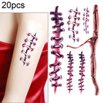 20pcs S-169 Halloween Terror Realistic Wound Injury Scar Temporary Tattoo Sticker, S-169/20pcs