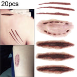 20pcs S-250 Halloween Terror Realistic Scratches Wound Injury Scar Temporary Tattoo Sticker, S-250/20pcs