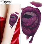 10pcs S-291 Halloween Terror Realistic Wound Blood Mouth Temporary Tattoo Sticker, S-291/10pcs