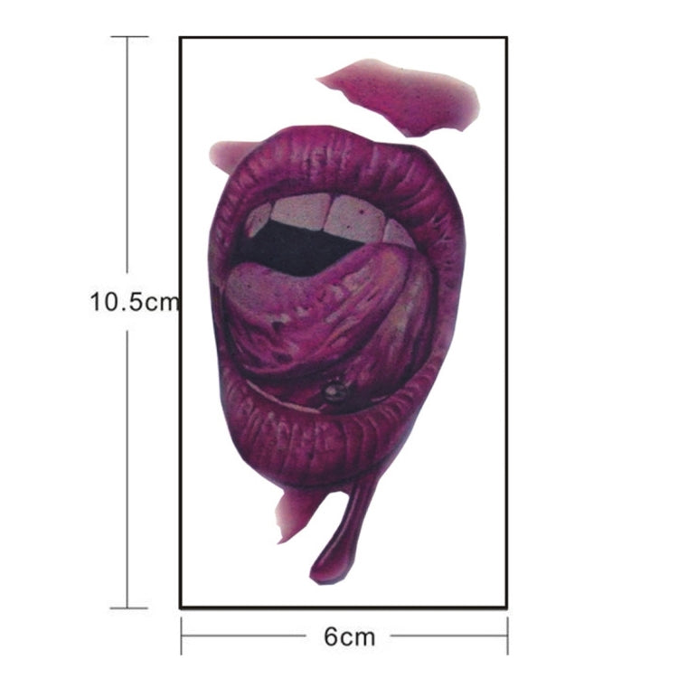10pcs S-291 Halloween Terror Realistic Wound Blood Mouth Temporary Tattoo Sticker, S-291/10pcs