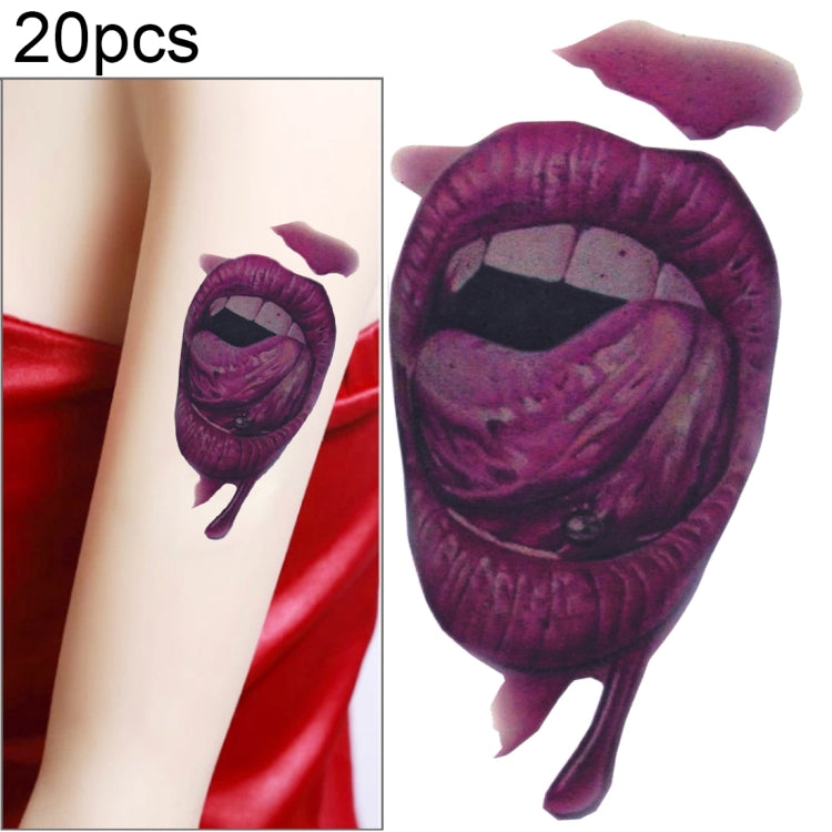 20pcs S-291 Halloween Terror Realistic Wound Blood Mouth Temporary Tattoo Sticker, S-291/20pcs