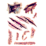 2pcs V-06 Halloween Terror Wound Realistic Scratches Injury Scar Temporary Tattoo Sticker, V-061/2pcs