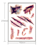 5pcs V-061 Halloween Terror Wound Realistic Scratches Injury Scar Temporary Tattoo Sticker, V-061/5pcs