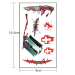 10pcs S-299 Halloween Terror Wound Realistic Blood Injury Scar Temporary Tattoo Sticker, S-299/10pcs