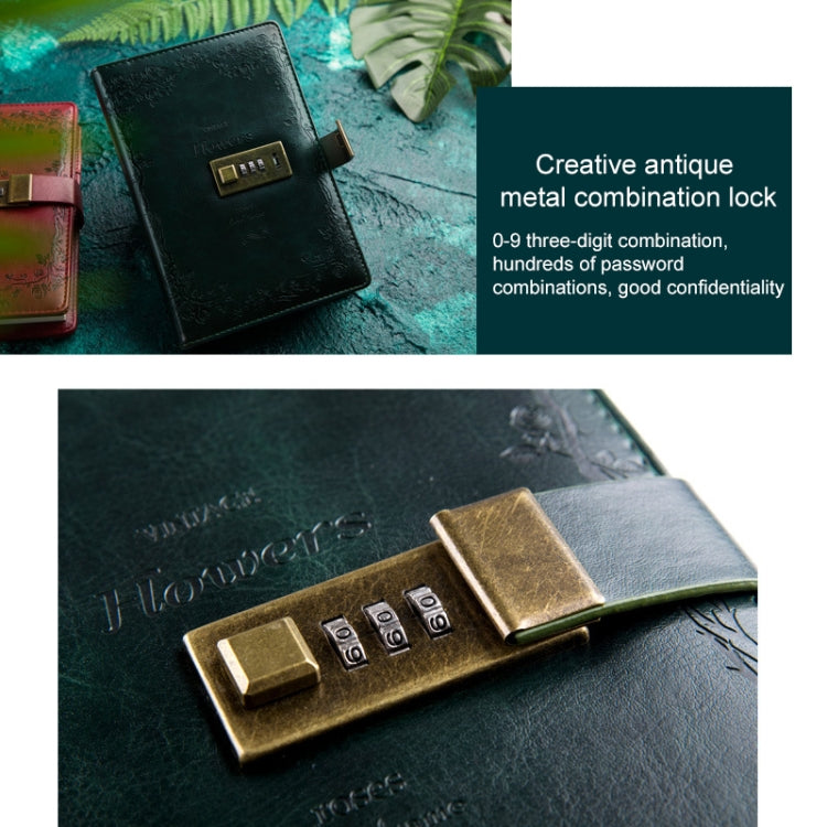 B6 Retro PU Cover Notebook Diary Book with Password Lock