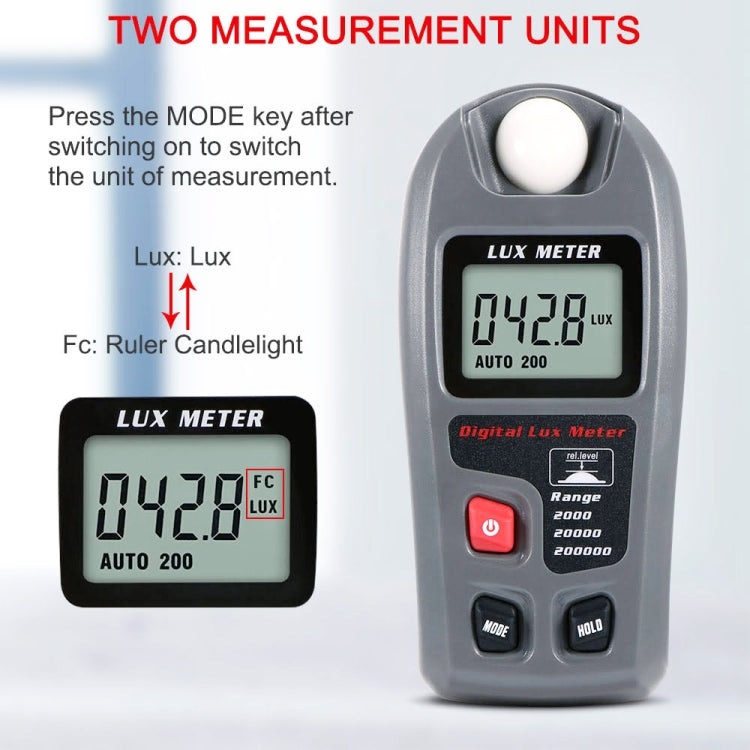 جهاز قياس شدة الإضاءة الرقمي المحمول بشاشة LCD MT-30 للمصانع / المدارس / المنازل، مدى القياس: 0.1-200,000 لوكس، MT-30