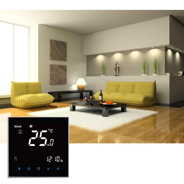 BHT-2001 3A Load Water Heating Type LCD Digital Heating Room Thermostat, Display Clock / Temperature / Time / Week / Heat etc., BHT-2001 3A (Black)