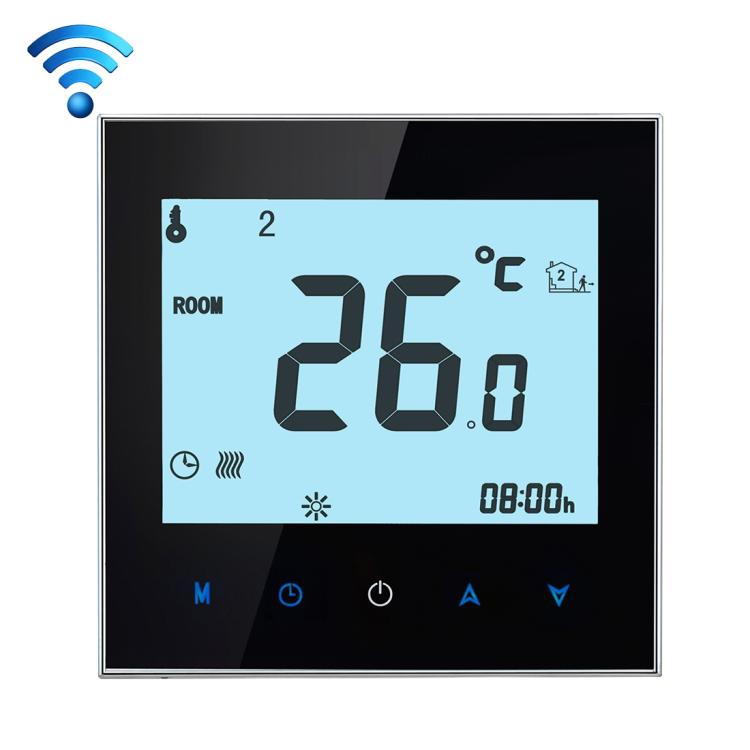 BHT-1000-GA-WIFI 3A Load Water Heating Type Touch LCD Digital WiFi Heating Room Thermostat, Display Clock / Temperature / Periods / Time / Week / Heat etc., BHT-1000 3A (White), BHT-1000 3A (Black)