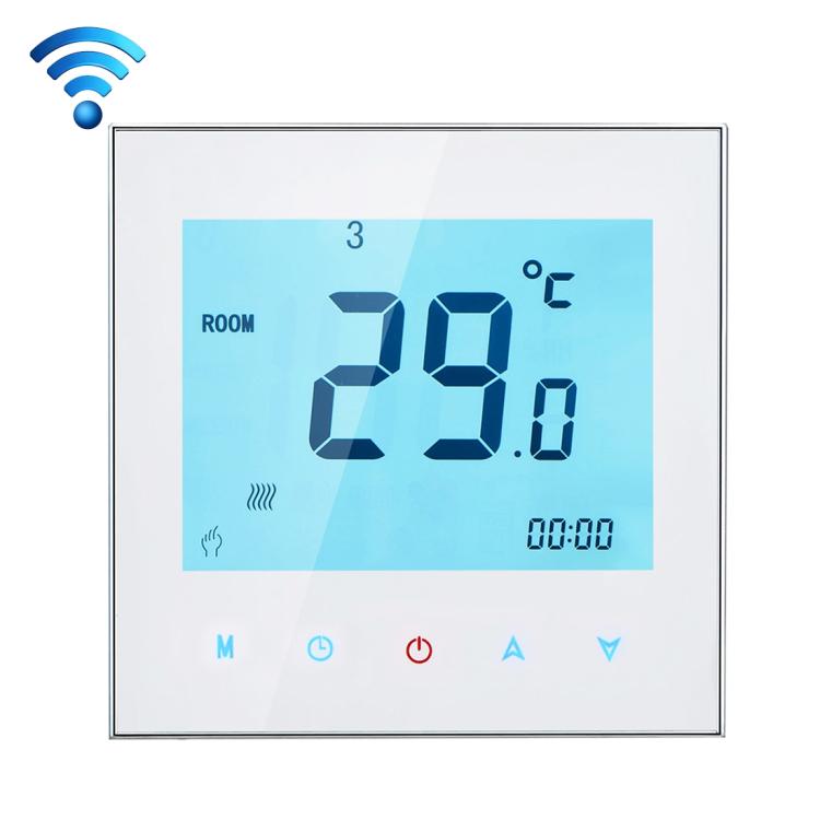 BHT-1000-GA-WIFI 3A Load Water Heating Type Touch LCD Digital WiFi Heating Room Thermostat, Display Clock / Temperature / Periods / Time / Week / Heat etc., BHT-1000 3A (White), BHT-1000 3A (Black)