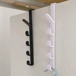 4pcs Multifunctional Vertical Style Bathroom Kitchen Wall Door Wardrobe Hanger Umbrella Clothes Towel Hook with 5 Hooks, Random Color Delivery