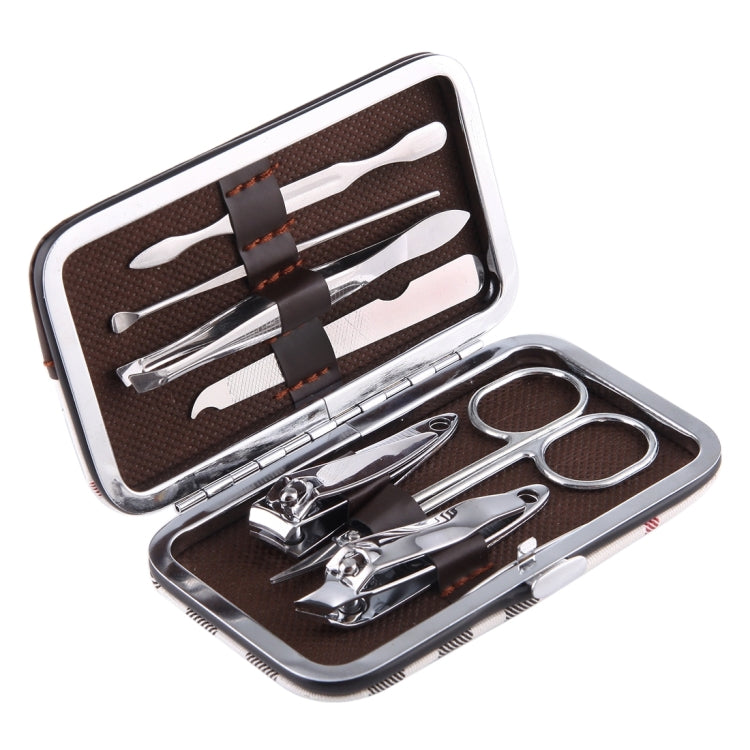 7 in 1 Nail Care Clipper Pedicure Manicure Kits (Flat Nail Clippers, Oblique Nail Nipper, Double Pick, Eyebrow Scissor, Eyebrow Tweezers, Ear Pick, Double Side Nail File) with Leather Bag, 7 in 1
