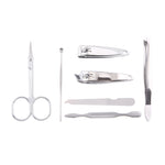 7 in 1 Nail Care Clipper Pedicure Manicure Kits (Flat Nail Clippers, Oblique Nail Nipper, Double Pick, Eyebrow Scissor, Eyebrow Tweezers, Ear Pick, Double Side Nail File) with Leather Bag, 7 in 1