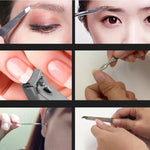 7 in 1 Nail Care Clipper Pedicure Manicure Kits (Flat Nail Clippers, Oblique Nail Nipper, Double Pick, Eyebrow Scissor, Eyebrow Tweezers, Ear Pick, Double Side Nail File) with Leather Bag, 7 in 1