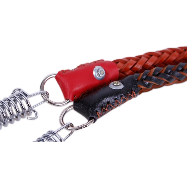 Collier de traction télescopique en cuir de vachette pour chien, convient aux chiens moyens et grands, taille M, longueur de la corde : 128 cm, tour de cou : 32-44 cm