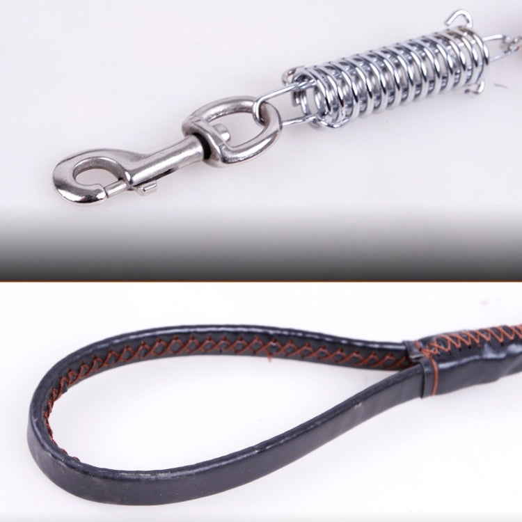 Collier de traction télescopique en cuir de vachette pour chien, convient aux chiens moyens et grands, taille M, longueur de la corde : 128 cm, tour de cou : 32-44 cm