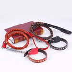 Collier de traction télescopique en cuir de vachette pour chien, convient aux chiens moyens et grands, taille M, longueur de la corde : 128 cm, tour de cou : 32-44 cm