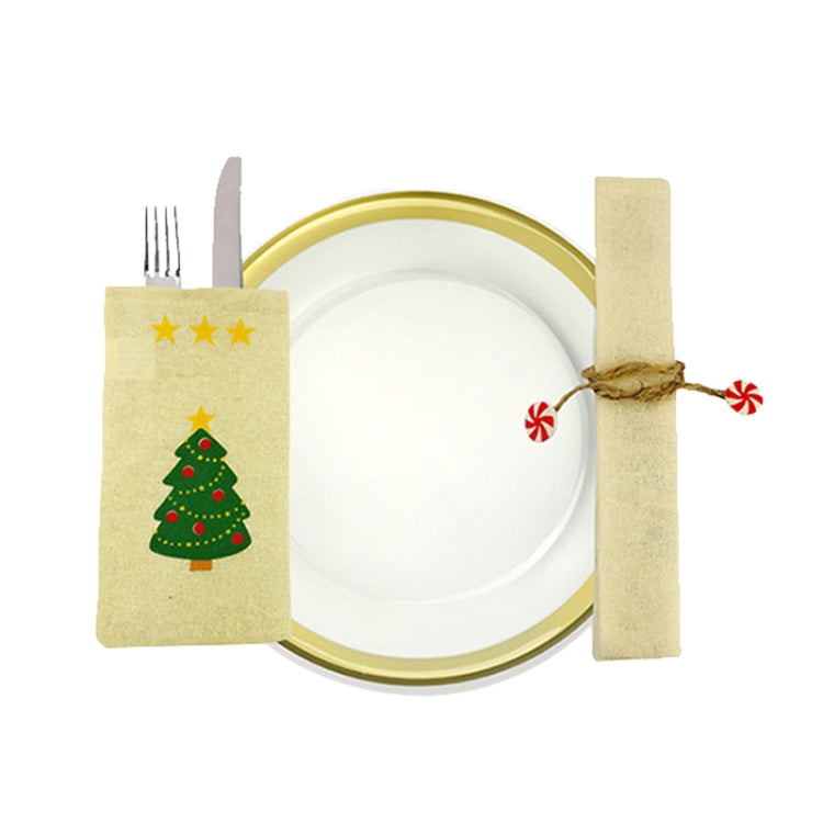 Christmas Scene Decoration Tableware Cover Christmas Creative Sackcloth Dishes Bags Gifts Bags, Random Style Delivery, Sackcloth Dishes Bag