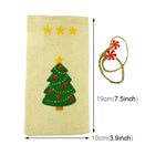 Christmas Scene Decoration Tableware Cover Christmas Creative Sackcloth Dishes Bags Gifts Bags, Random Style Delivery, Sackcloth Dishes Bag