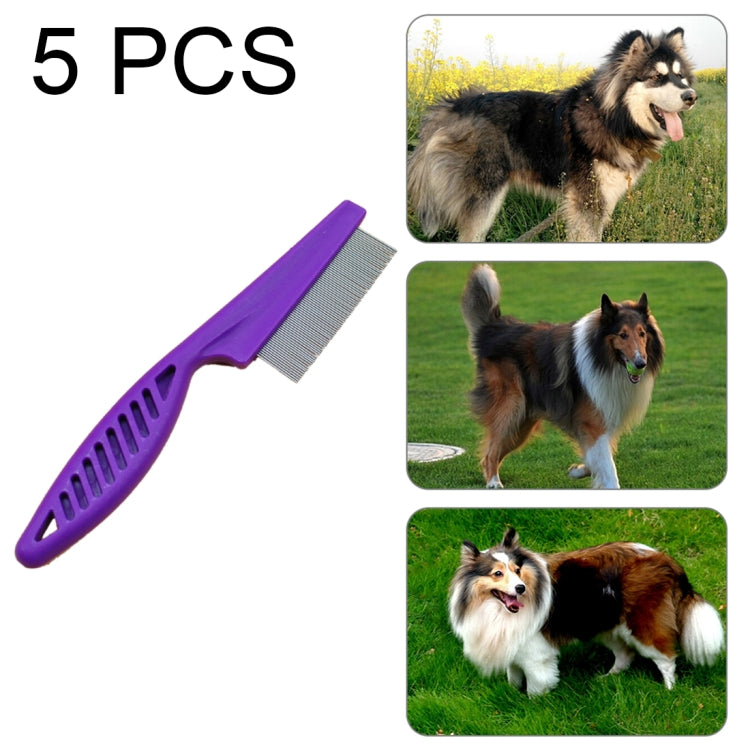5 PCS Pet Cats Dogs Supplies Combs Fine Toothed Stainless Steel Needle Fleas Removal Combs, Length: 14cm, Length: 14cm, Blue, Length: 14cm, Purple, Length: 14cm, White