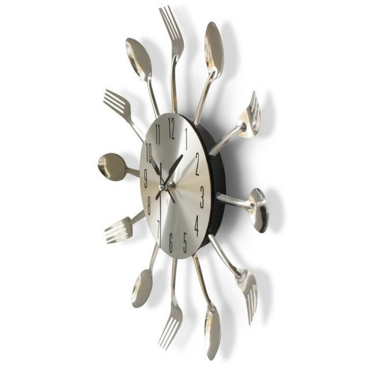 Creative Restaurant Kitchen Living Room Stainless Steel Knife and Fork Quartz Wall Clock
