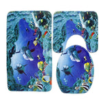 European and American Style Underwater World Printing Pattern Toilet Mat Three-piece Suit