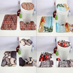 European and American Style Underwater World Printing Pattern Toilet Mat Three-piece Suit