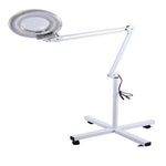 5X Foldable Swing Arm Desk Table Mount Magnifier with Lamp Light for Facial Tattoo Eyebrow Nail Salon Beauty, Cool White Light