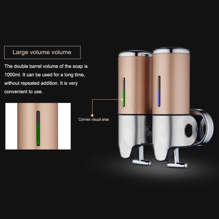Dual Hotel Shower Manual Dispenser Wall Mounted Washing Liquid Shampoo Soap Bottle, Capacity: 1000ml, 1000ml/Black, 1000ml/Gold, 1000ml/Transparent, 1000ml/White, 1000ml/Dark Red, 1000ml/Silver