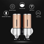 Dual Hotel Shower Manual Dispenser Wall Mounted Washing Liquid Shampoo Soap Bottle, Capacity: 1000ml, 1000ml/Silver, 1000ml/Black, 1000ml/Gold, 1000ml/Transparent, 1000ml/White, 1000ml/Dark Red