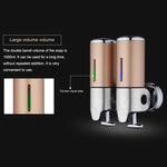 Dual Hotel Shower Manual Dispenser Wall Mounted Washing Liquid Shampoo Soap Bottle, Capacity: 1000ml, 1000ml/Silver, 1000ml/Black, 1000ml/Gold, 1000ml/Transparent, 1000ml/White, 1000ml/Dark Red