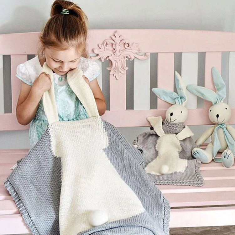 Rabbit Pattern Stereoscopic Ears Baby Knitted Blanket, Rabbit Pattern