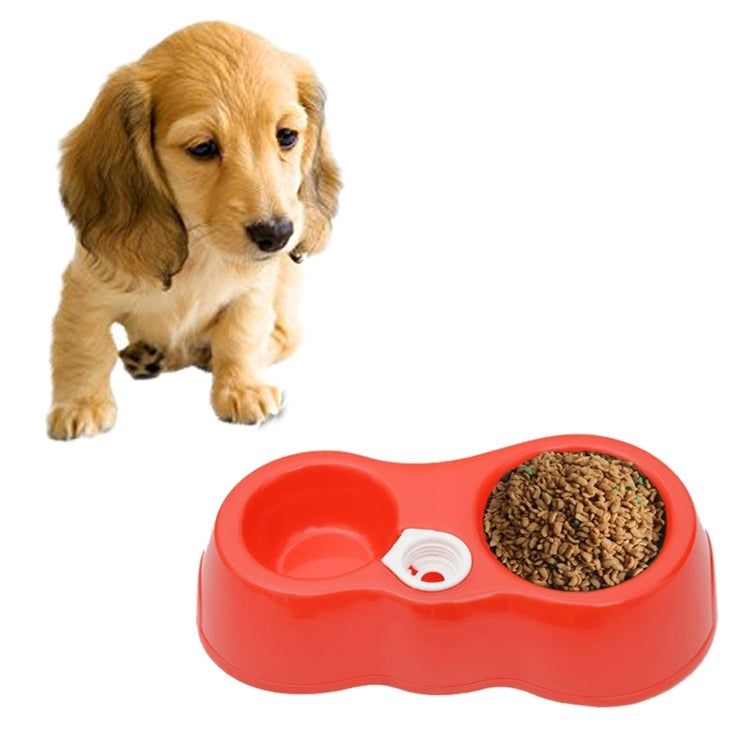 Dog Cat Food Dish + Drinking Water Double Bowls with Automatic Water Dispenser