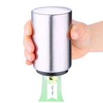 Magnetic Automatic Beer Bottle Cap Opener Stainless Steel Push Down Beer Opener Kitchen Gadgets, Size: 8.5 x 5.2cm, Magnetic Opener