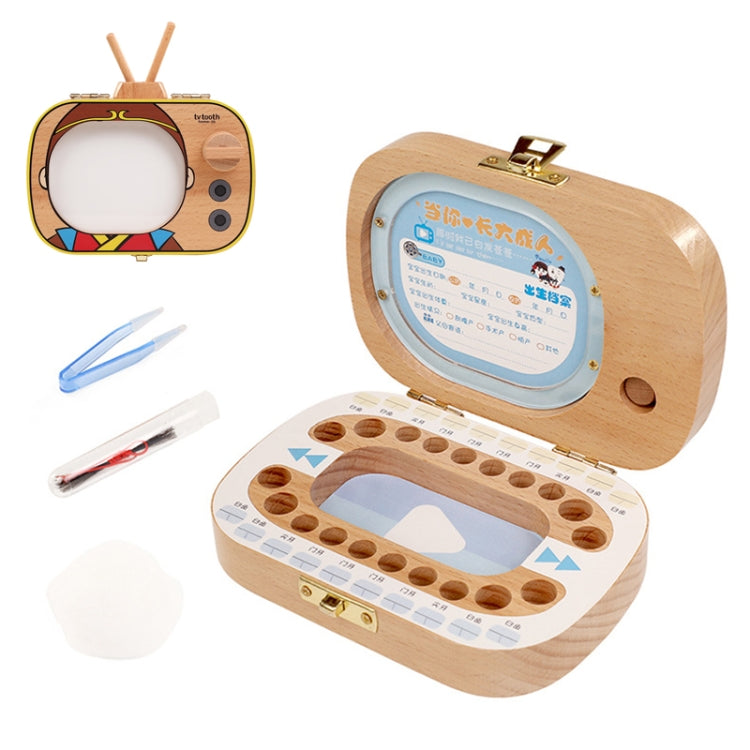 Creative Wooden Children TV Set Deciduous Tooth Preservation Box Baby Teeth Tooth House Storage Box, HC2008A, HC2008B, HC2008C