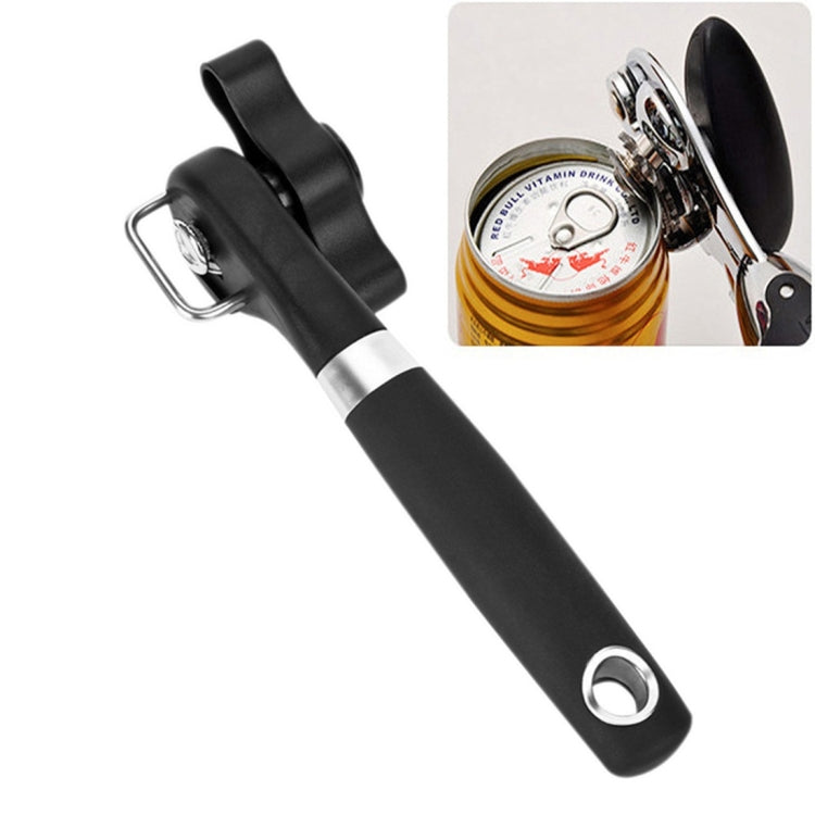 Single Handle Professional Ergonomic Manual Side Cut Can Opener Bottle Opener (Black), Single Handle